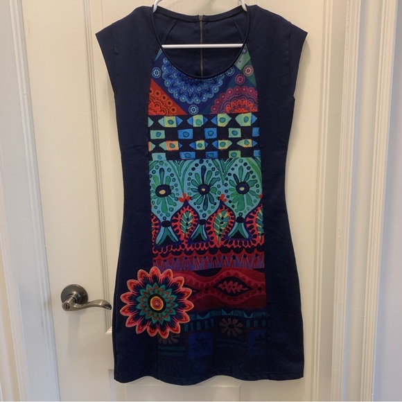 desigual navy blue pencil dress (size s) - Picture 3 of 6